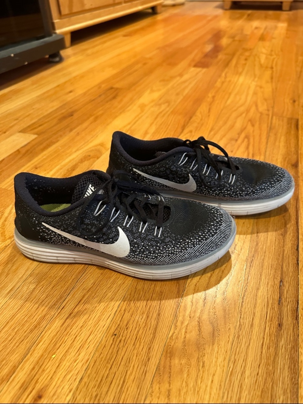 Nike Black and White Women's Flyknit Athletic Sneakers